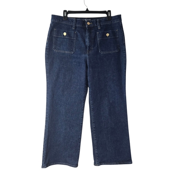 J.Crew Slim Wide Jean Sailor Pockets Regina Wash Blue Denim Gold Buttons - Picture 3 of 15